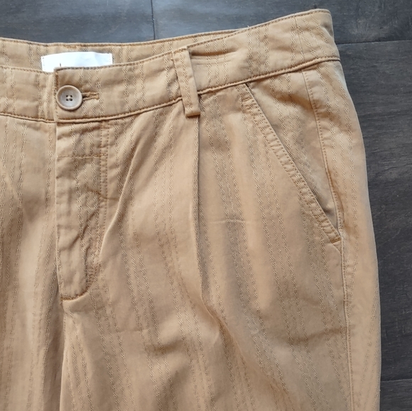 Anthropologie NWT Scout Slim Pleated Embroidered Pants Honey - Picture 6 of 16